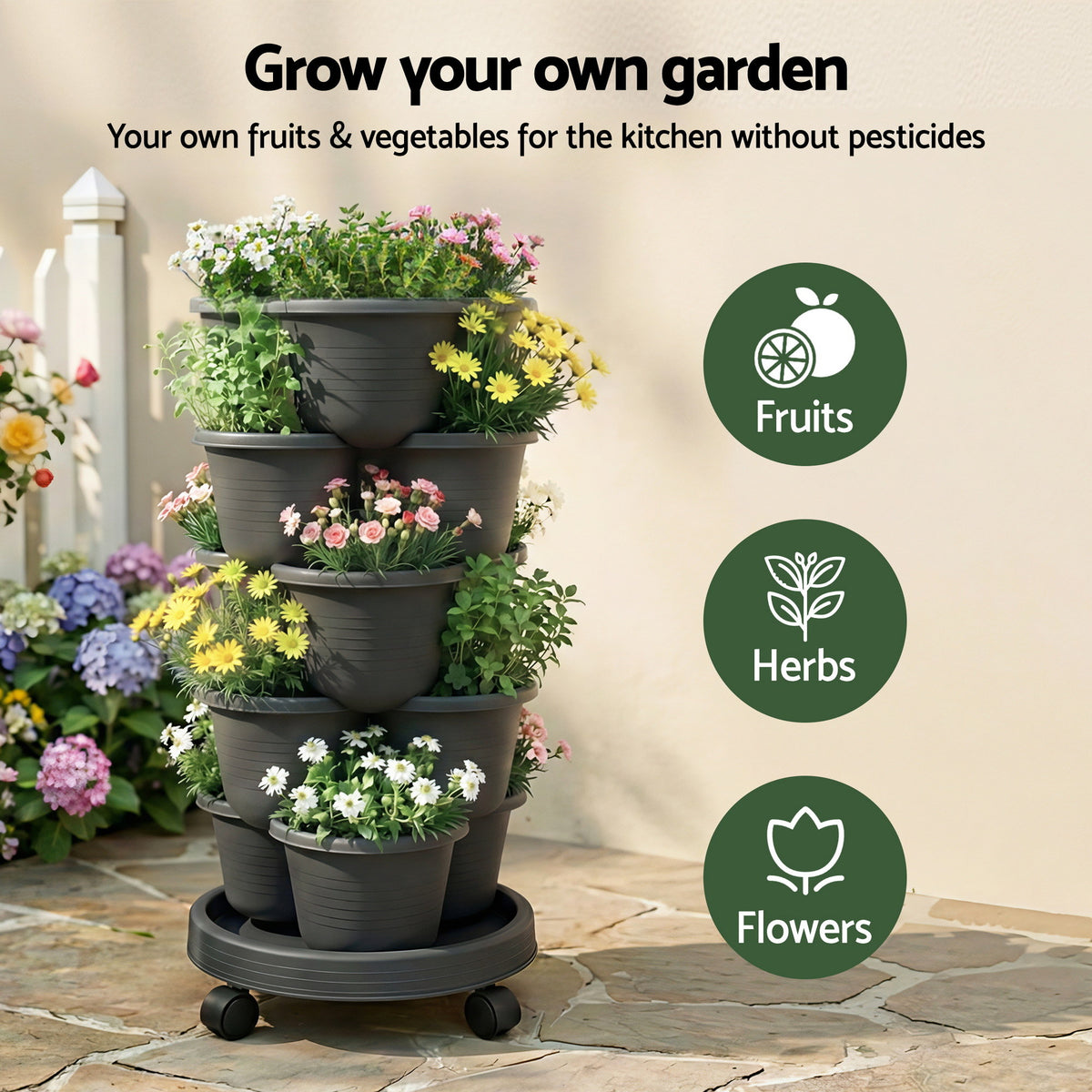Five-Tier Vertical Garden — Dark Grey