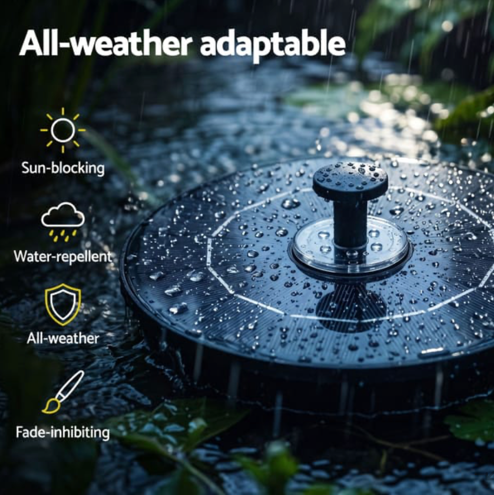 Solar Fountain Pump — Black, 27cm with Battery & Remote