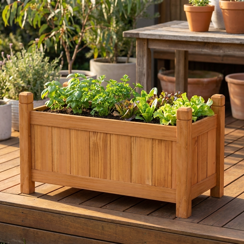 Greenfingers Raised Wooden Planter Box — 60cm Garden Bed — generated