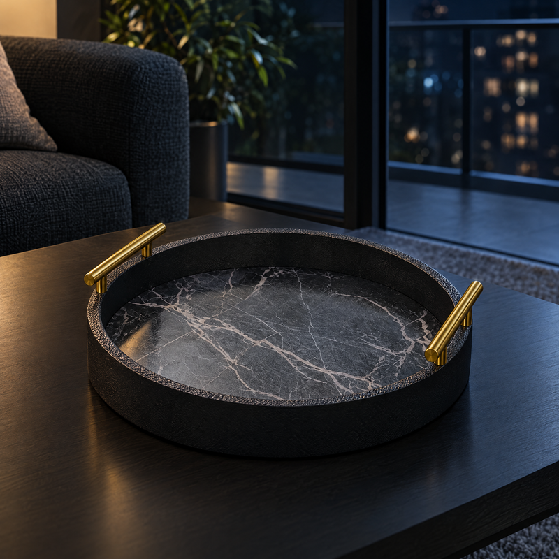 Maison Round Tray - Small - Black